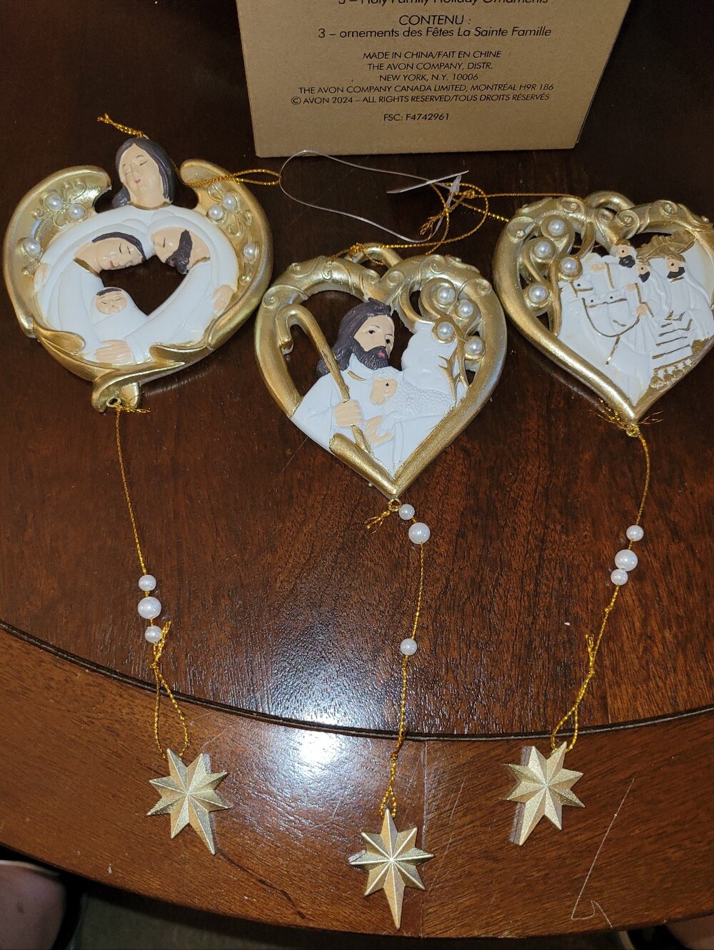 NIB AVON set of 3 Holy Family Holiday Christmas Ornaments.
